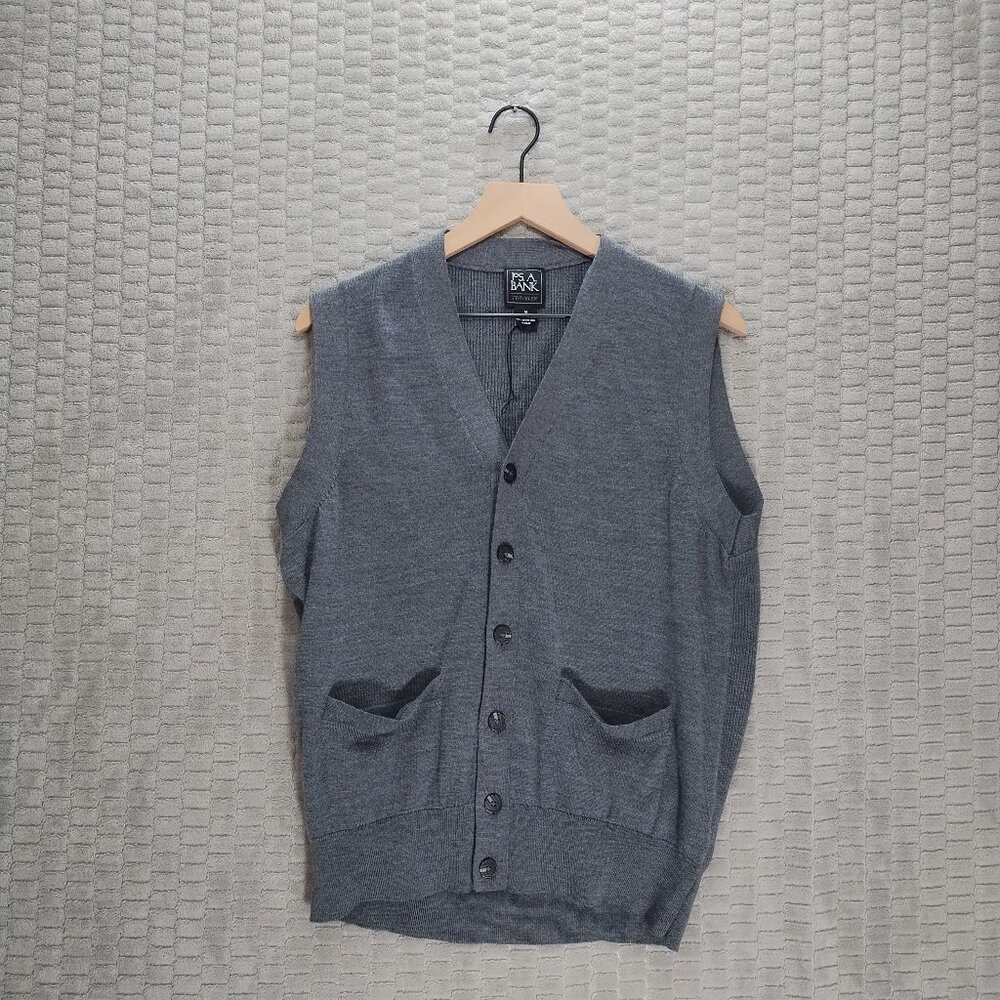 Jos. A. Bank Cardigan Merino Wool Vest-Button Down-Waistcoat-Academia-Sz M
